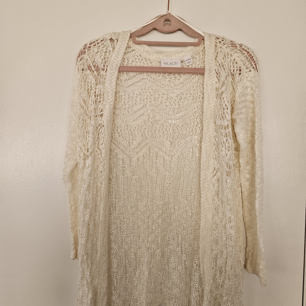 The Children's Place Ivory Open-Knit Cardigan